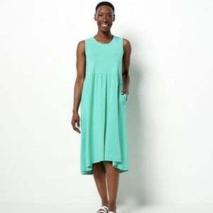 LOGO New Caribbean Sea Aqua Green Blue Midi dress with pockets 4X 4XP